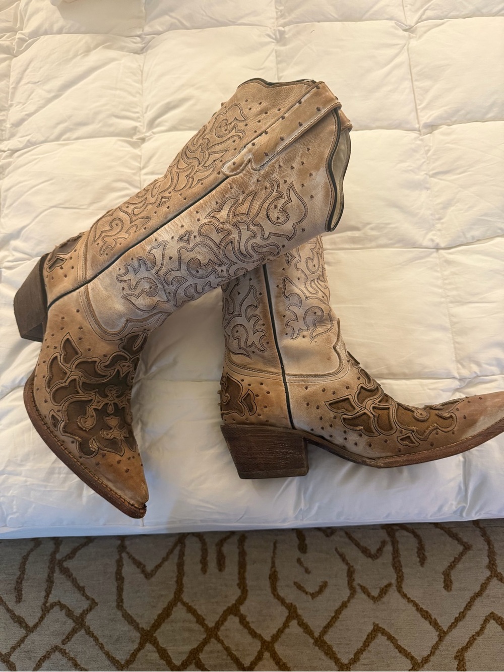 JB Dillon Brown Embroidered Western Heeled Boots